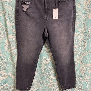 Good American Grey Washed Ankle Skinny Jeans